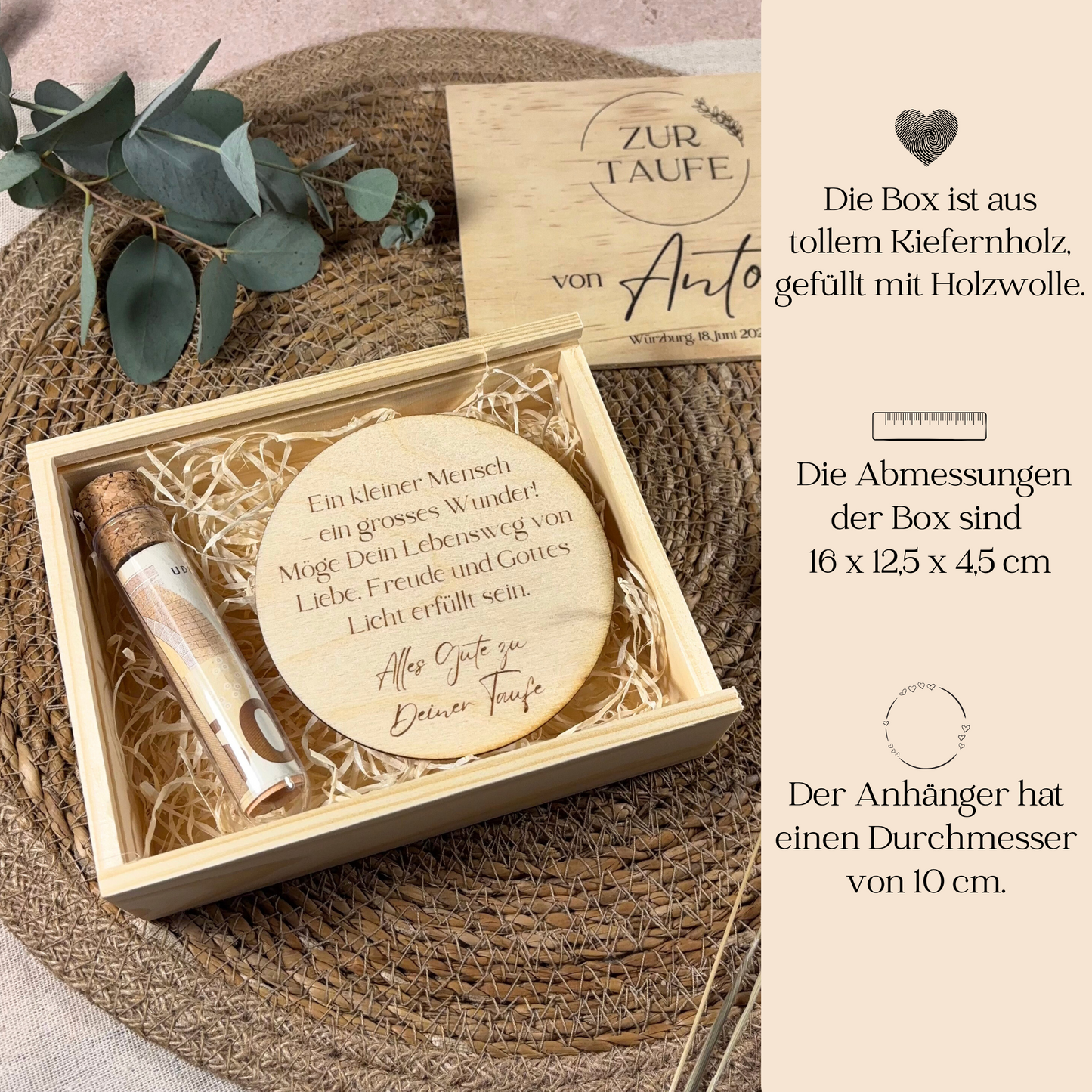 Holzbox zur Taufe "Kleiner Zweig"