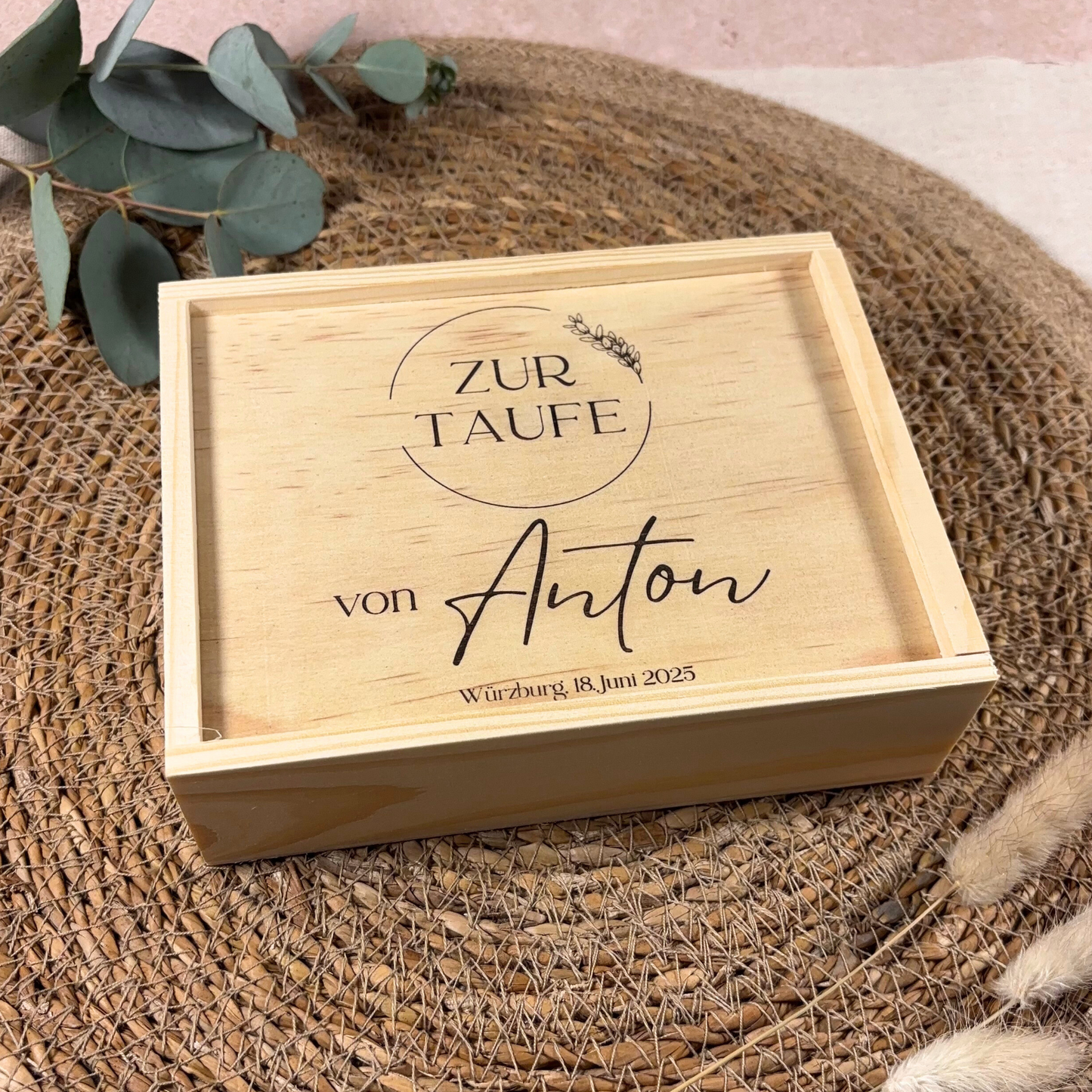 Holzbox zur Taufe "Kleiner Zweig"