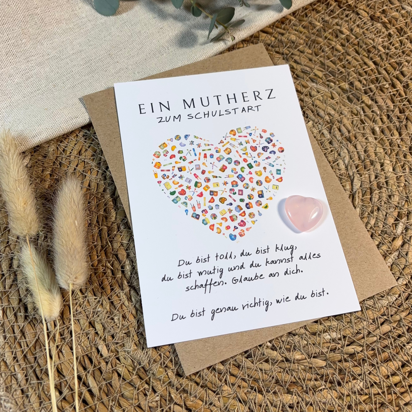 Mutmachkarte mit Mutstein "Herz"
