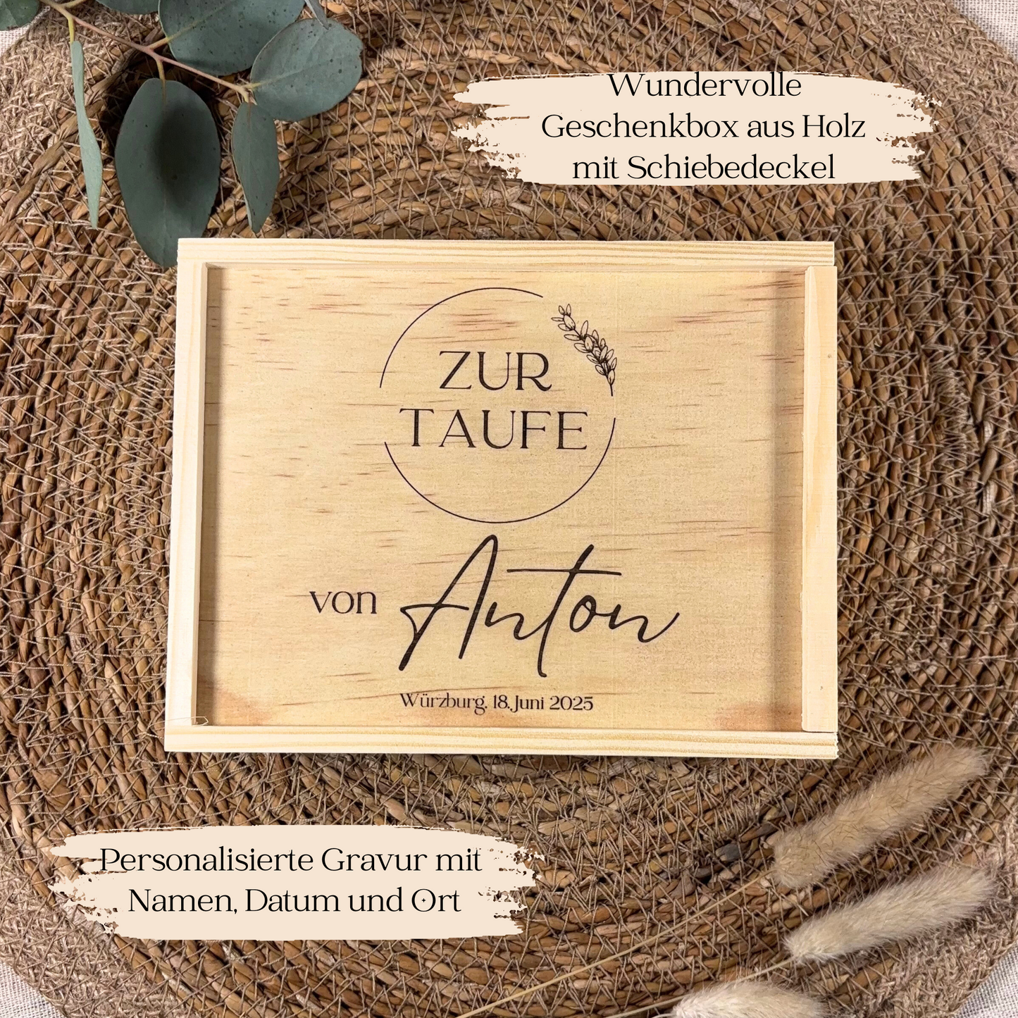 Holzbox zur Taufe "Kleiner Zweig"