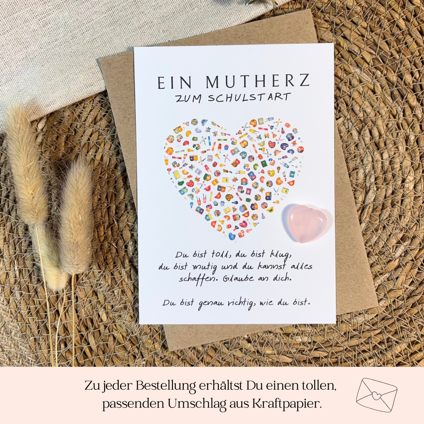 Mutmachkarte mit Mutstein "Herz"