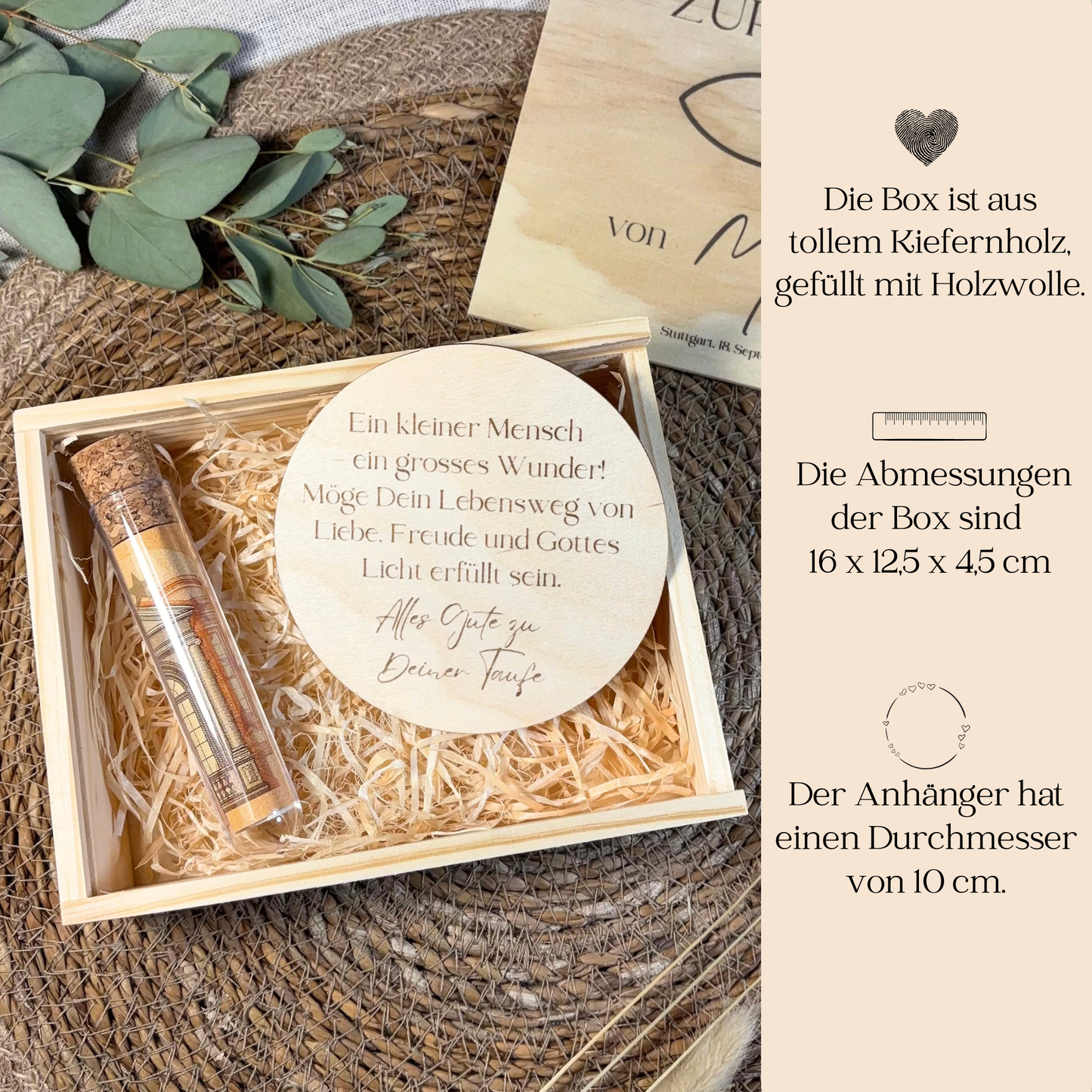 Holzbox zur Taufe "Fisch"