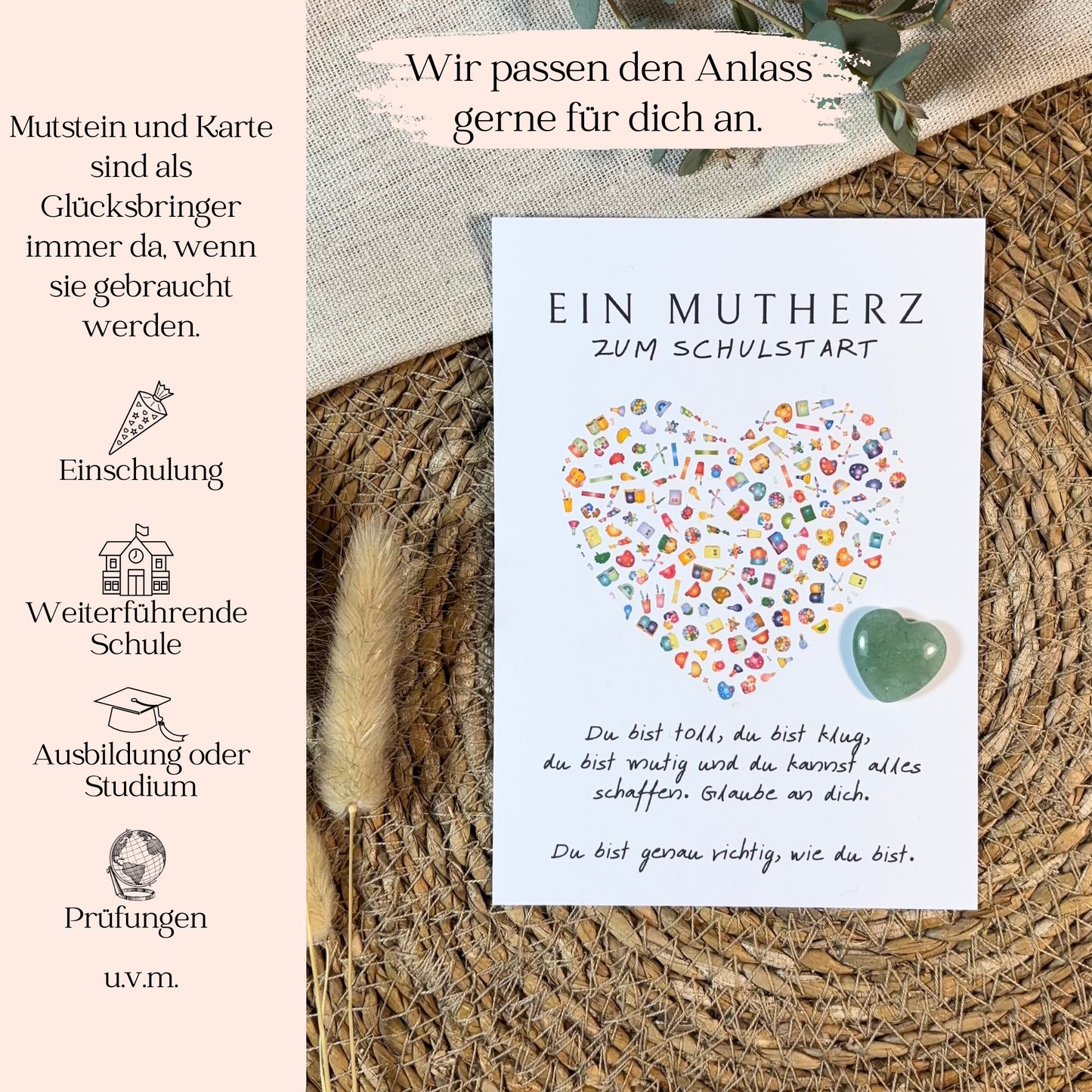 Mutmachkarte mit Mutstein "Herz"