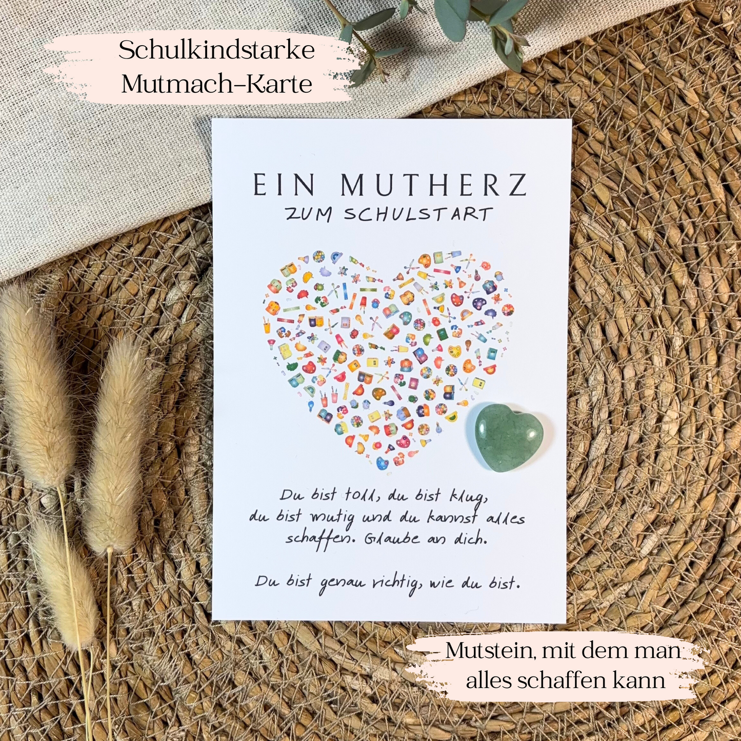 Mutmachkarte mit Mutstein "Herz"